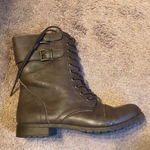 Brown combat boots